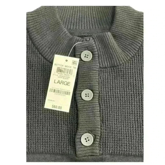 Club Room Mens Button Mock Neck Sweater Size L Deep Black - Picture 10 of 10